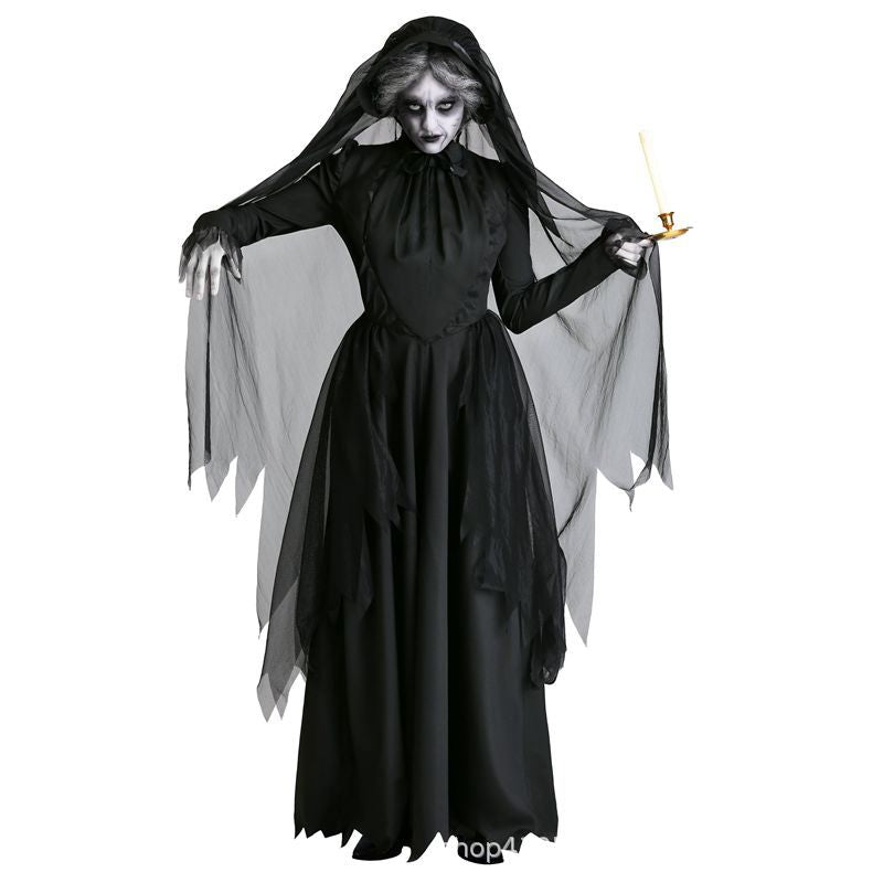 Cross-border supply Halloween party horror ghost vampire black wedding dress ghost bride cos role play costume