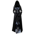 2025 New Halloween Witch Dress Hooded Skeleton Witch Magician Cosplay Stage Performance Costume