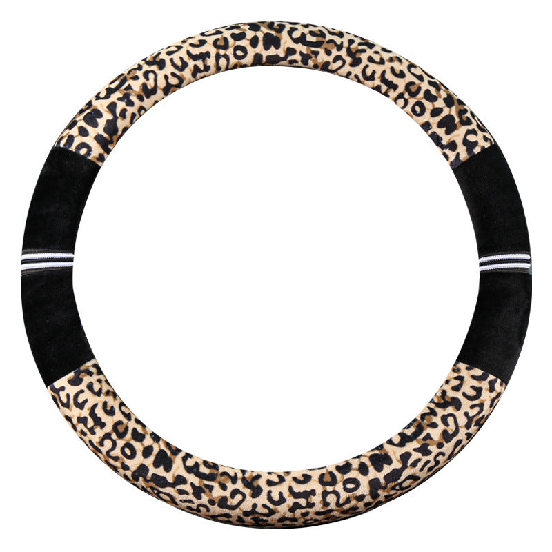 Winter New Steering Wheel Cover Stuffed Warm Handle Cover Fashion Leopard Steering Wheel Cover Car Winter Handle Cover