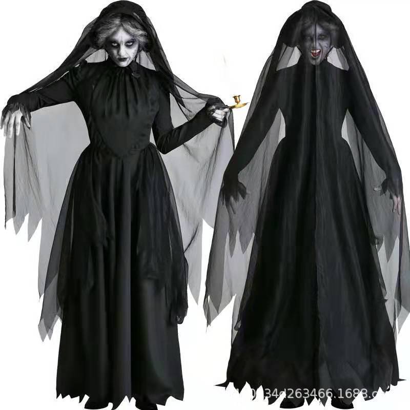 Cross-border supply Halloween party horror ghost vampire black wedding dress ghost bride cos role play costume
