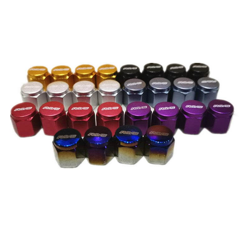 Automobile tire valve cap tire valve cap aluminum alloy explosion-proof valve core cover decorative cap 4 pieces