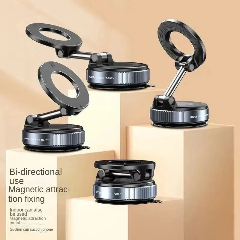 Strong Magnetic Car Phone Holder Foldable 360° Adjustable Vacuum Suction Mount Universal for Car, Desk, Bathroom