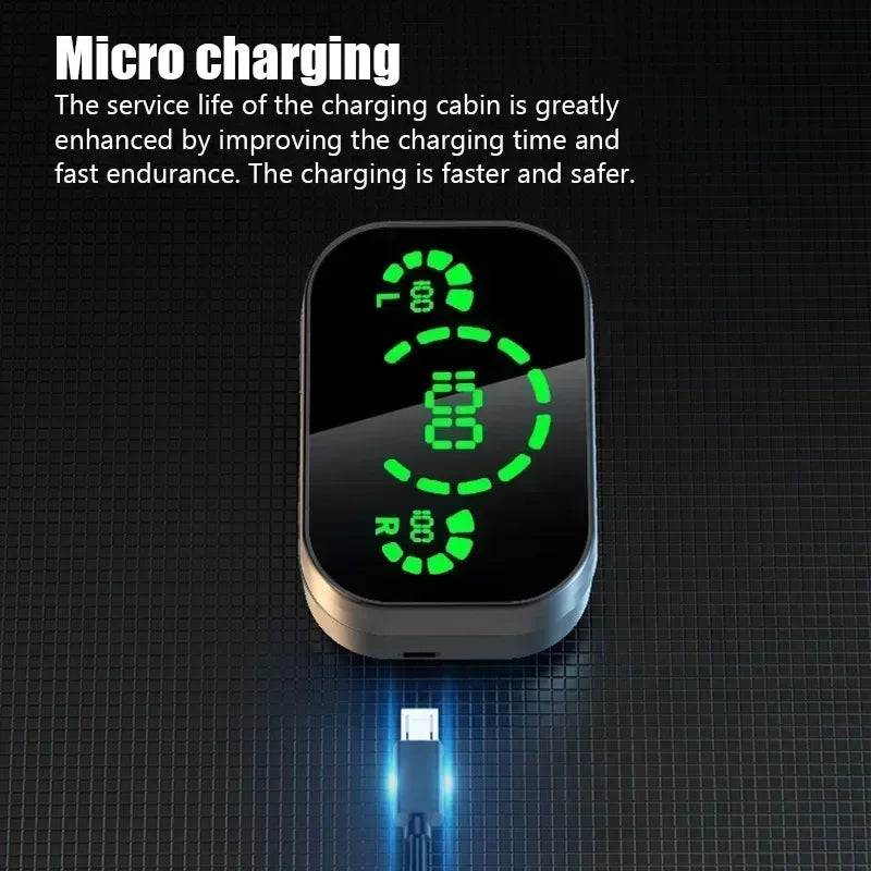 Wireless Bluetooth 5.4 Earbuds Semi-in-ear Design Endurance Battery Earphones With Mic Display Companion for Active Lifestyles