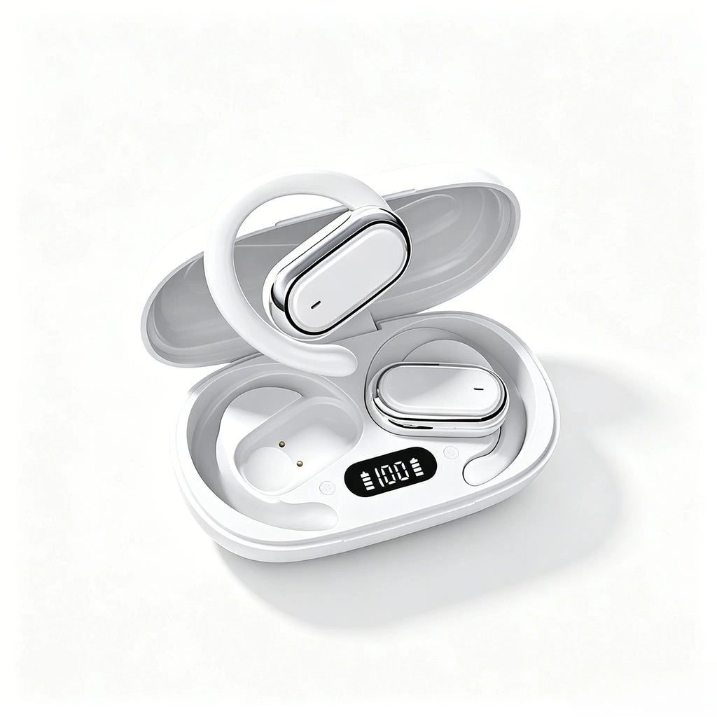 Wireless OWS Earhook Microphone Earphones with Smart LED Display Bluetooth 5.3 Earbuds for Enhanced Sound Comfort Headphones