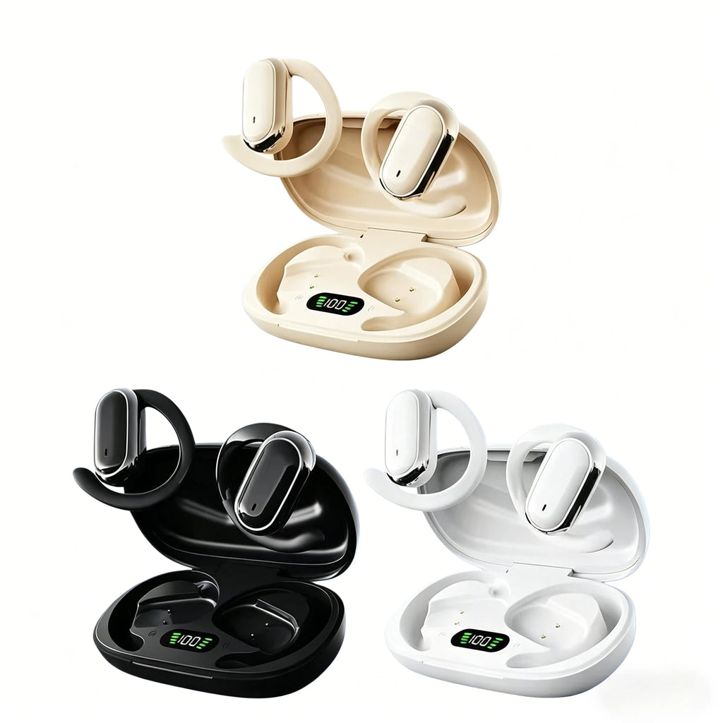 Wireless OWS Earhook Microphone Earphones with Smart LED Display Bluetooth 5.3 Earbuds for Enhanced Sound Comfort Headphones