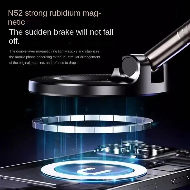 Strong Magnetic Car Phone Holder Foldable 360° Adjustable Vacuum Suction Mount Universal for Car, Desk, Bathroom