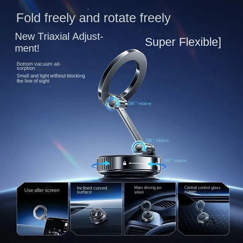 Magnetic Phone Holder 360° Rotatable Phone Holder | Foldable Design, Vacuum Suction Cup | Perfect for Car Dashboard