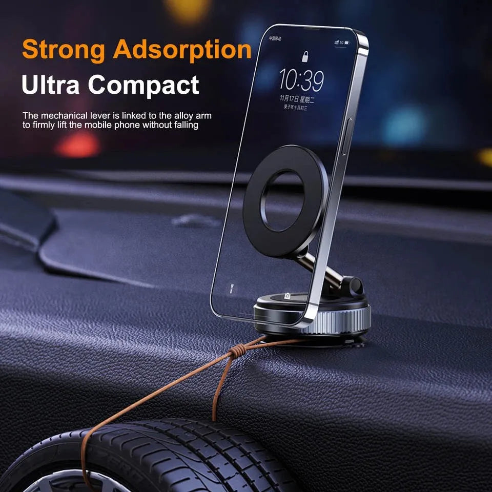 Strong Magnetic Car Phone Holder Foldable 360° Adjustable Vacuum Suction Mount Universal for Car, Desk, Bathroom